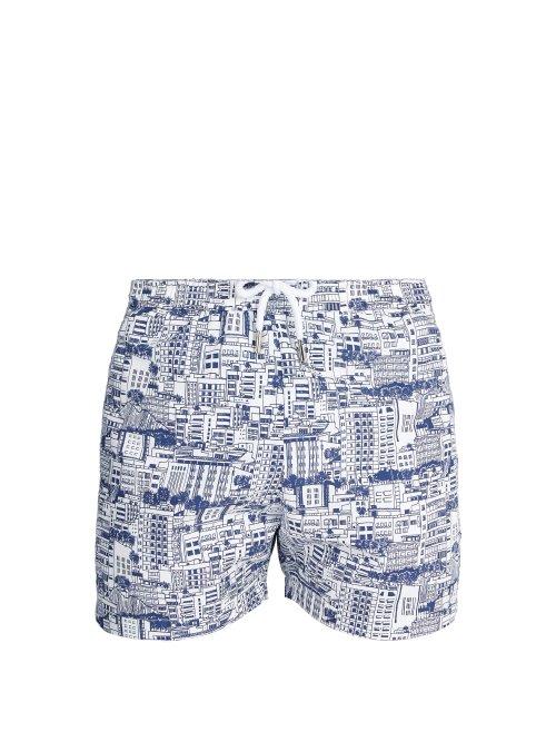 Matchesfashion.com Frescobol Carioca - Sports Predios Print Swim Shorts - Mens - Navy Multi