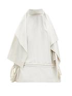 Matchesfashion.com Lemaire - Drawstring-waist Draped Cotton-blend Poplin Top - Womens - Grey White