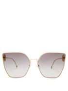 Matchesfashion.com Fendi - Oversized Cat Eye Sunglasses - Womens - Gold