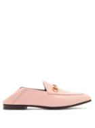Matchesfashion.com Gucci - Brixton Collapsible Heel Leather Loafers - Womens - Light Pink