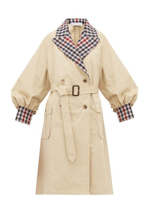 Matchesfashion.com Jw Anderson - Contrast Trim Cotton Gabardine Trench Coat - Womens - Beige