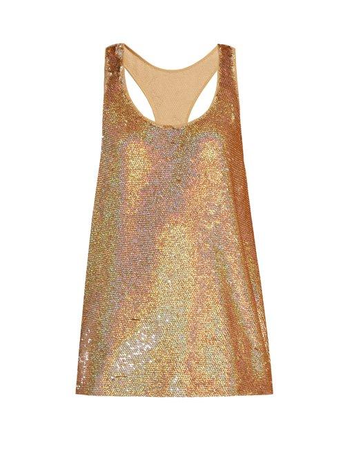 Matchesfashion.com Ashish - Racer Back Sequin Embellished Tank Top - Womens - Gold