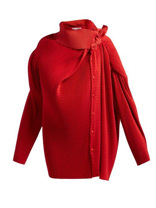 Matchesfashion.com Balenciaga - Draped Dot Print Blouse - Womens - Red Multi