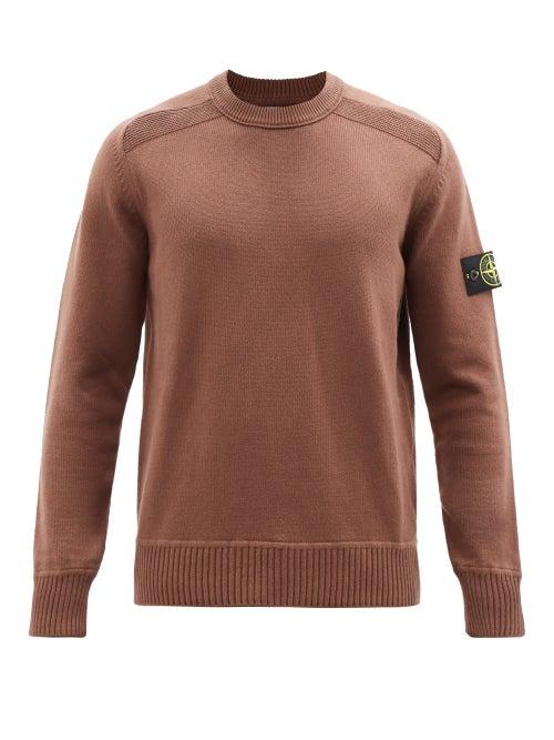 Stone Island - Logo-patch Garment-dyed Cotton-jersey Sweatshirt - Mens - Brown