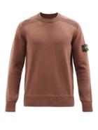 Stone Island - Logo-patch Garment-dyed Cotton-jersey Sweatshirt - Mens - Brown