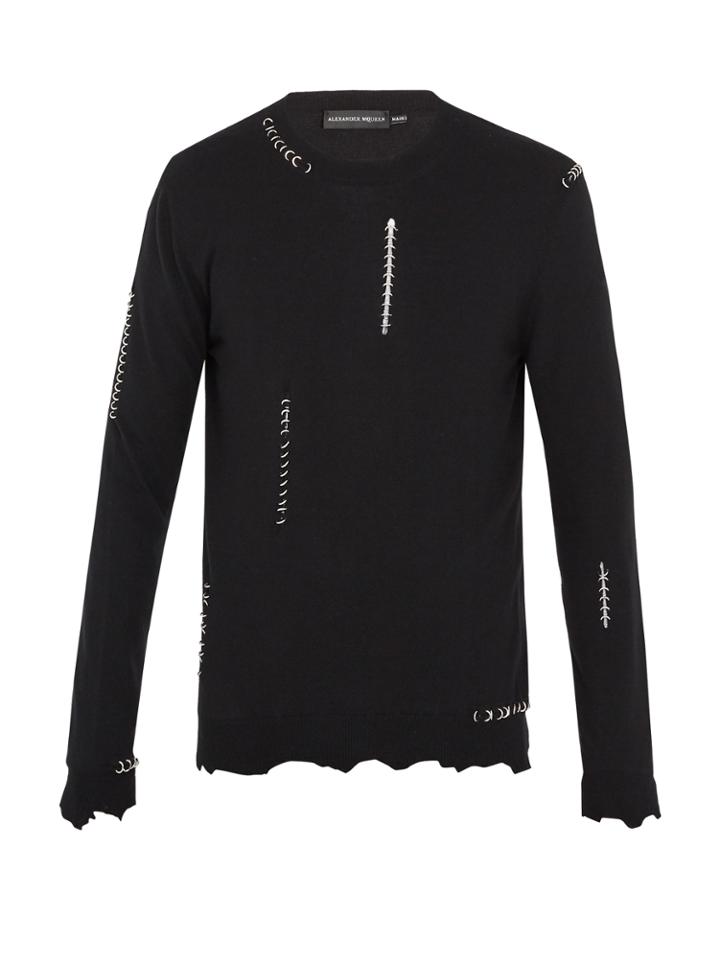 Alexander Mcqueen Ring-embellishment Wool-blend Sweater