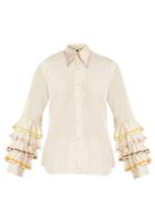 Jupe By Jackie Wurlali Ruffle-sleeved Silk Shirt
