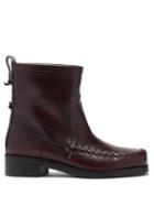 Matchesfashion.com Stefan Cooke - Whipstitched Leather Boots - Mens - Burgundy