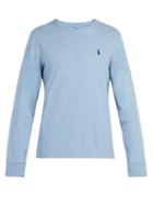 Matchesfashion.com Polo Ralph Lauren - Logo Embroidered Cotton Jersey T Shirt - Mens - Light Blue