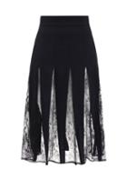 Dolce & Gabbana - High-rise Lace-insert Crepe Skirt - Womens - Black