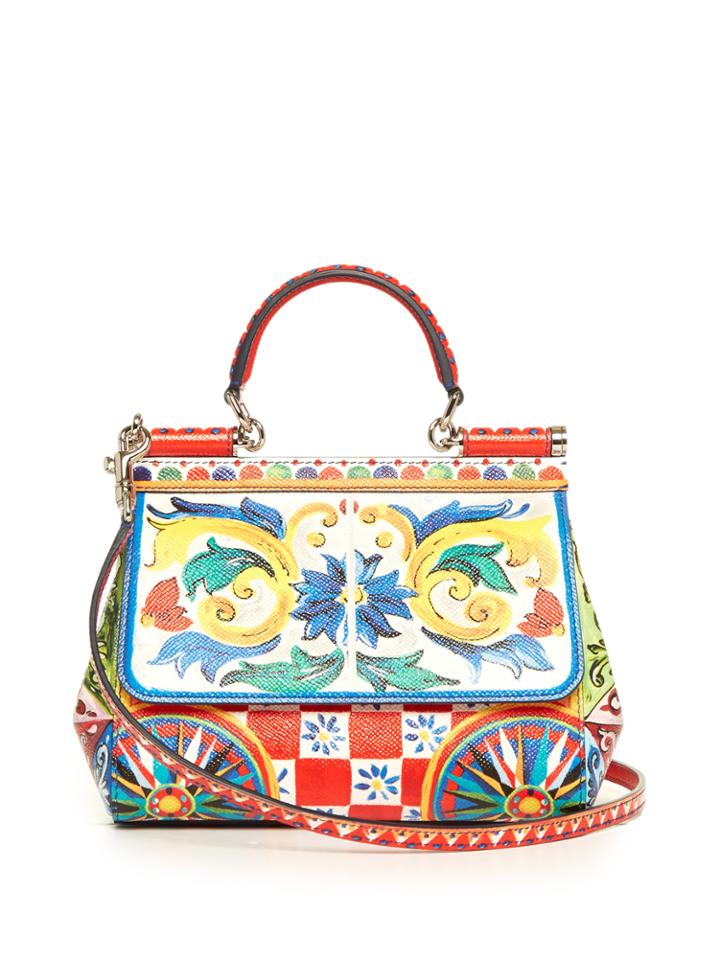 Dolce & Gabbana Sicily Small Majolica-print Leather Cross-body Bag