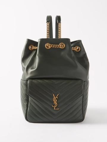 Saint Laurent - Joe Ysl-monogram Leather Backpack - Womens - Dark Green