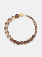 Completedworks - Smoky Quartz & 14kt Gold-plated Beaded Bracelet - Mens - Dark Grey