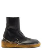 Acne Studios - Bura Topstitched Leather Boots - Womens - Black
