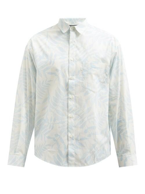 Matchesfashion.com Jacquemus - Simon Leaf-print Cotton-poplin Shirt - Mens - Blue