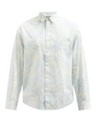 Matchesfashion.com Jacquemus - Simon Leaf-print Cotton-poplin Shirt - Mens - Blue