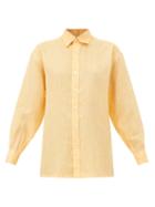 Charvet - Side-slit Linen Shirt - Womens - Light Orange