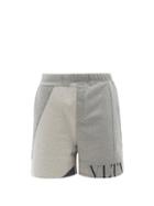 Valentino - Vltn-logo Patchwork Jersey Shorts - Mens - Grey