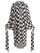 Matchesfashion.com A.w.a.k.e. - Giant Polka Dot Print Gathered Crepe Dress - Womens - Navy White