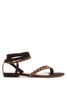 Matchesfashion.com Gianvito Rossi - Beaded Suede Sandals - Womens - Dark Brown