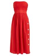 Matchesfashion.com Loup Charmant - Strapless Tie Back Cotton Dress - Womens - Red