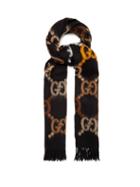 Gucci - Gg-jacquard Felted Wool-twill Scarf - Womens - Black Multi