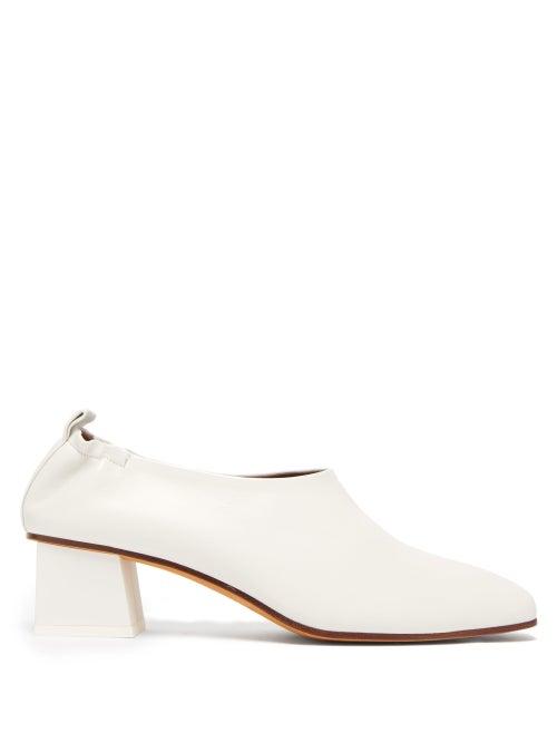 Matchesfashion.com Gray Matters - Micol Junior Block Heel Leather Pumps - Womens - White