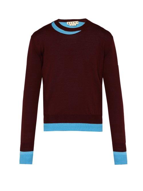 Matchesfashion.com Marni - Double Layered Cotton Blend Sweater - Mens - Burgundy
