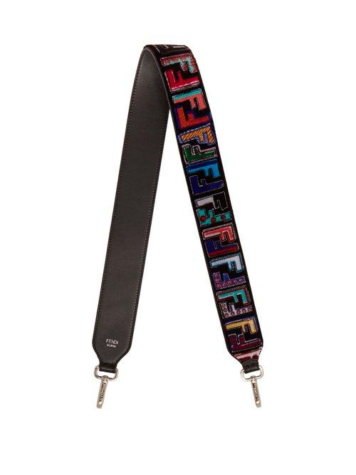 Matchesfashion.com Fendi - Strap You Logo Print Velvet Bag Strap - Womens - Black Multi