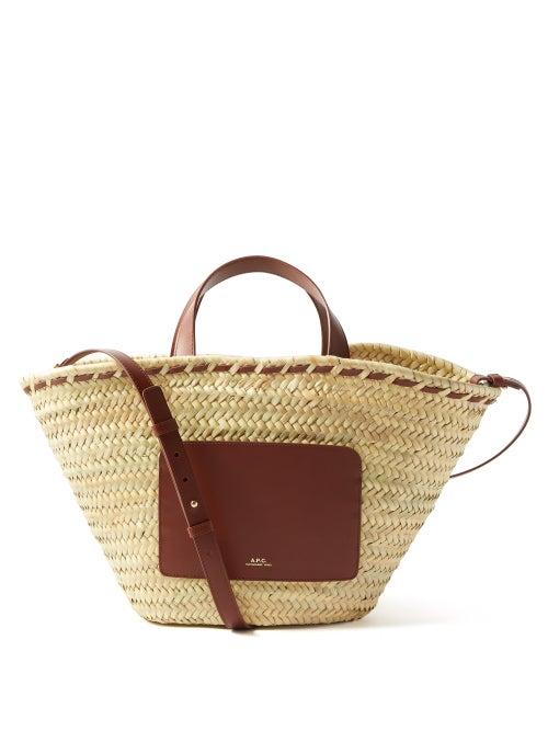 A.p.c. - Zoe Leather-trimmed Raffia Basket Bag - Womens - Tan White