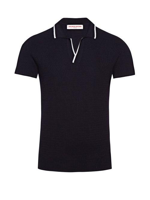 Orlebar Brown - Horton Tipped-collar Merino-wool Polo Shirt - Mens - Navy