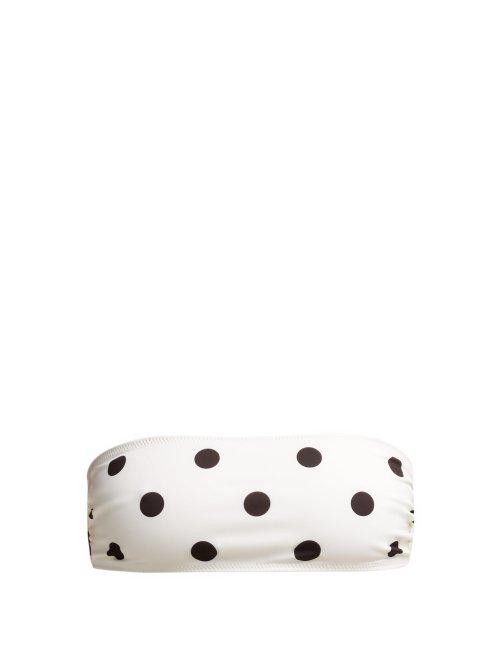 Matchesfashion.com Solid & Striped - Annabelle Polka Dot Bandeau Bikini Top - Womens - White Black