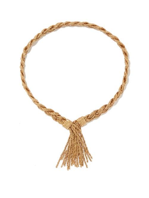 Aurlie Bidermann - Miki Tasselled Braided-mesh Necklace - Womens - Gold