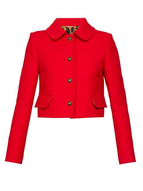 Matchesfashion.com Dolce & Gabbana - Cropped Peter Pan Collar Crepe Jacket - Womens - Red