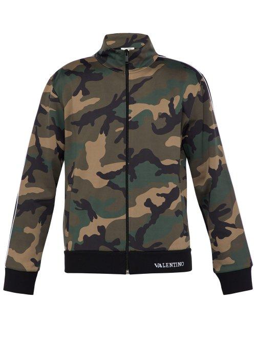 Matchesfashion.com Valentino - Camouflage Print Jersey Track Top - Mens - Black
