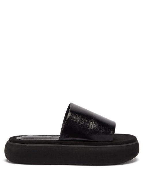 Matchesfashion.com Osoi - Boat Leather Flatform Slides - Womens - Black