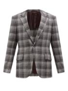 Ermenegildo Zegna - Single-breasted Check Cashmere-madras Blazer - Mens - Grey Multi