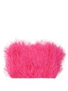 Matchesfashion.com The Attico - Faux Pearl Trimmed Ostrich Feather Top - Womens - Fuchsia