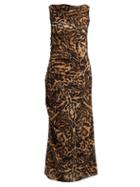 Matchesfashion.com Raey - Gathered Side Backless Silk Tiger Print Dress - Womens - Brown Multi