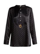 Matchesfashion.com Figue - Milagro Polka Dot Print Silk Satin Shirt - Womens - Black
