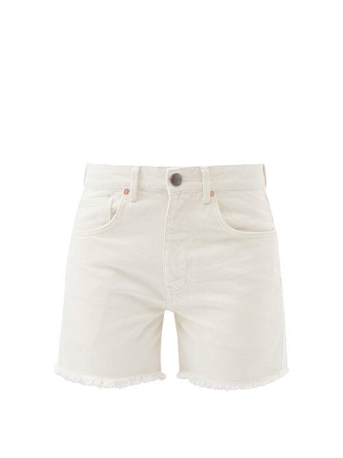 Raey - Comet Mid-rise Organic-cotton Denim Shorts - Womens - Ivory