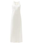 Matchesfashion.com La Collection - Kate Raw-edged Silk-satin Dress - Womens - Cream White