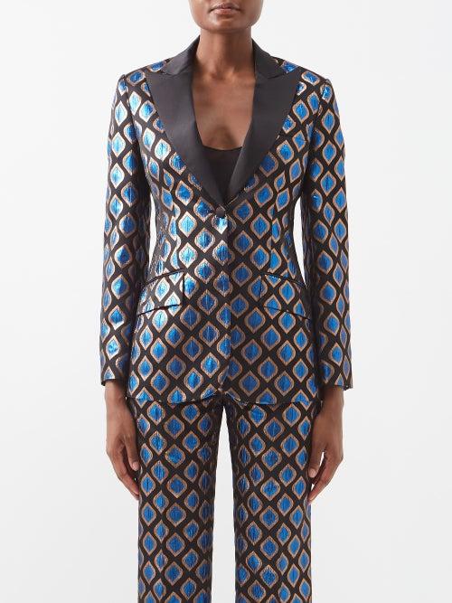 Etro - Oakland Metallic-jacquard Blazer - Womens - Black