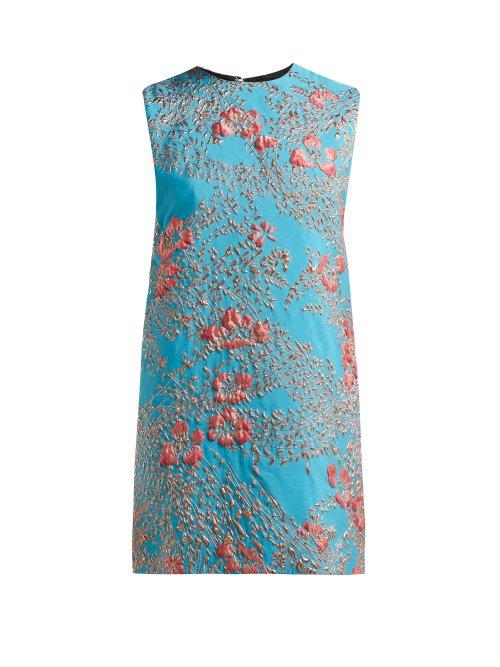 Matchesfashion.com Halpern - Floral Brocade Mini Dress - Womens - Blue Multi