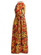 Matchesfashion.com Raey - Split Skirt Floral Chintz Halterneck Dress - Womens - Orange Multi