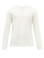 Mens Rtw Jil Sander - Logo-embroidered Cotton-blend Long-sleeved T-shirt - Mens - Cream
