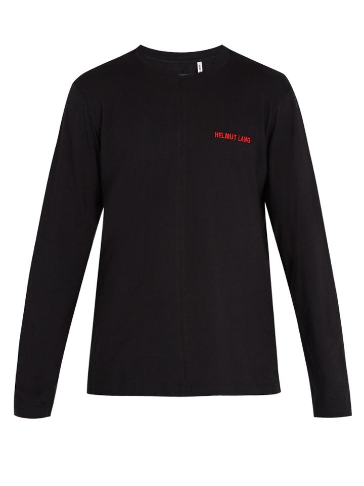 Helmut Lang Logo-embroidered Long-sleeved Cotton T-shirt