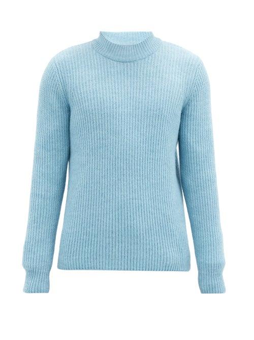 Matchesfashion.com Sfr - Leth Rib-knitted Crew-neck Sweater - Mens - Blue
