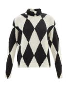 Valentino - Roll-neck Diamond Wool And Cashmere Sweater - Womens - Black White