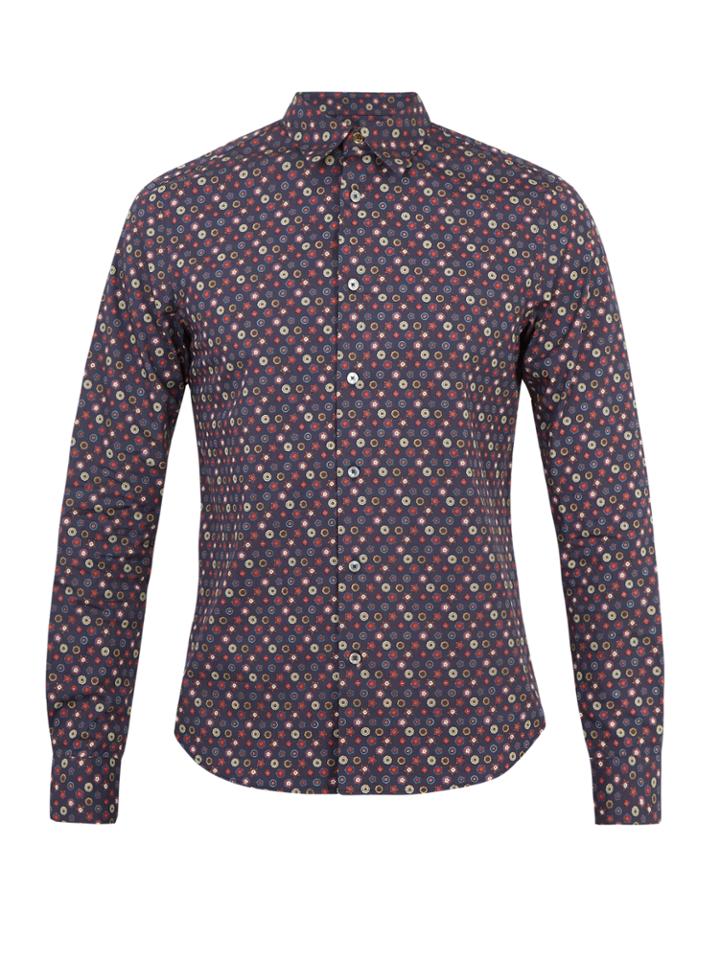 Paul Smith Tudor Rose-print Single-cuff Cotton Shirt